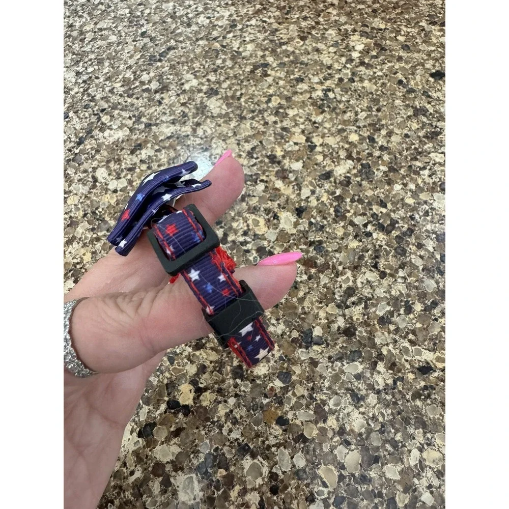 Cat‎ Collar Breakaway with Bell and Bow Tie Red White Blue Adjustable Kitten